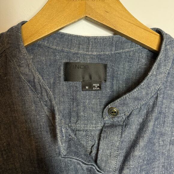 Vince Patch Pocket Button Down Shirt Blue Chambray Size Medium - Picture 4 of 7